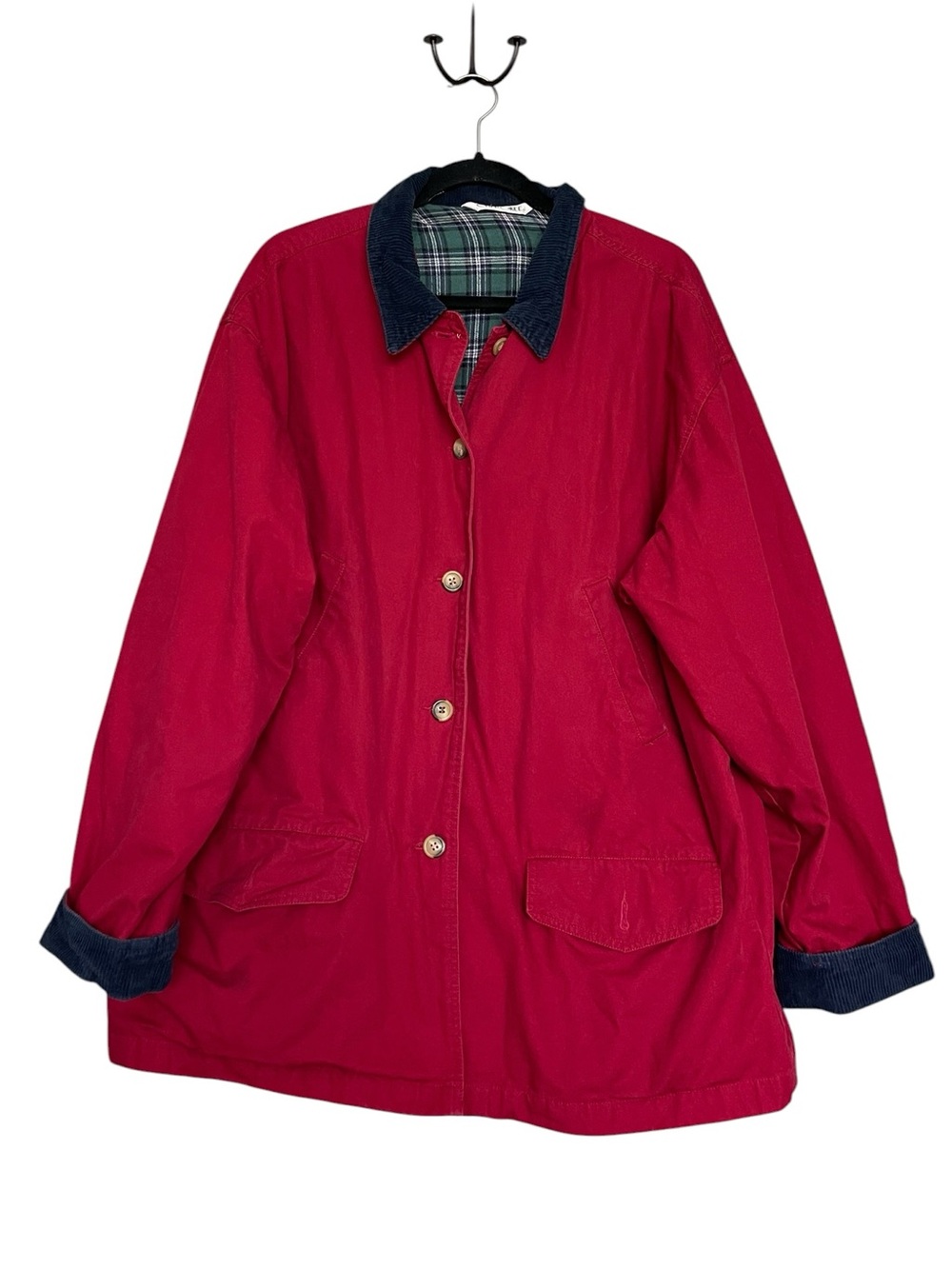 Cherokee Red Utility Jacket with Navy Corduroy Trim